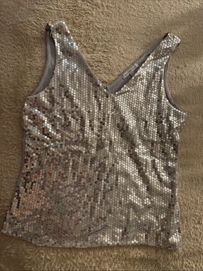 Charlotte Russe Silver Sequin V-Neck Camisole